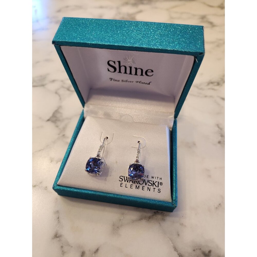Shine Fine Silver-Plated Earrings Made With Swarovski Elements In Gift Box